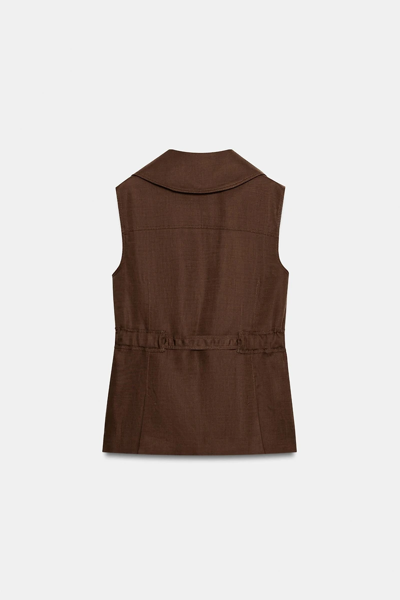 LINEN BELTED VEST