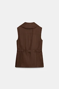 LINEN BELTED VEST