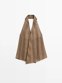 Printed waistcoat with crossover neckline