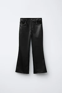 FAUX LEATHER FLARE PANTS WITH STUDS