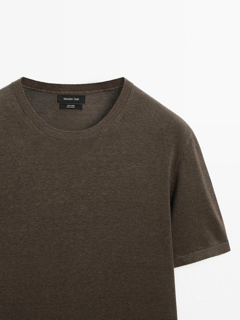 100% linen short sleeve knit T-shirt