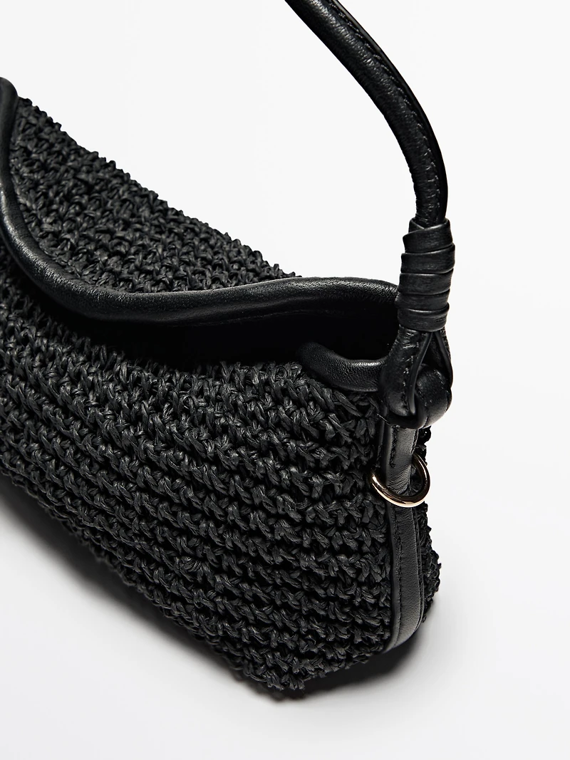 Woven paper mini satchel bag
