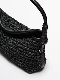Woven paper mini satchel bag