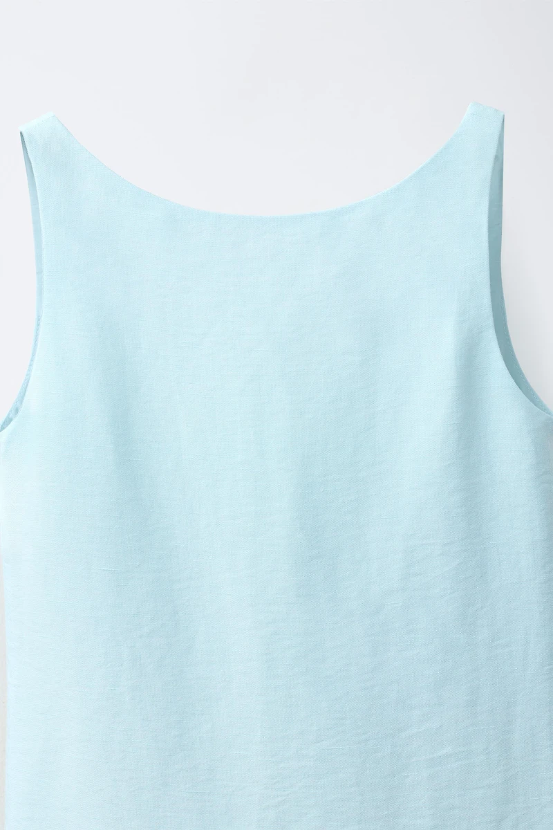 LINEN BLEND RUFFLED DRESS