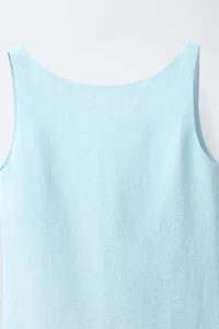 LINEN BLEND RUFFLED DRESS