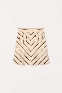 LIMITED EDITION STRIPED COTTON LINEN MIDI SKIRT