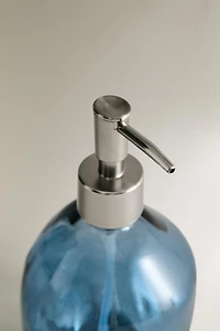 TRANSLUCENT BLUE GLASS SOAP DISPENSER