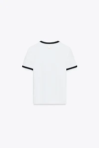 ZARA TRIM T-SHIRT WITH BROOCH
