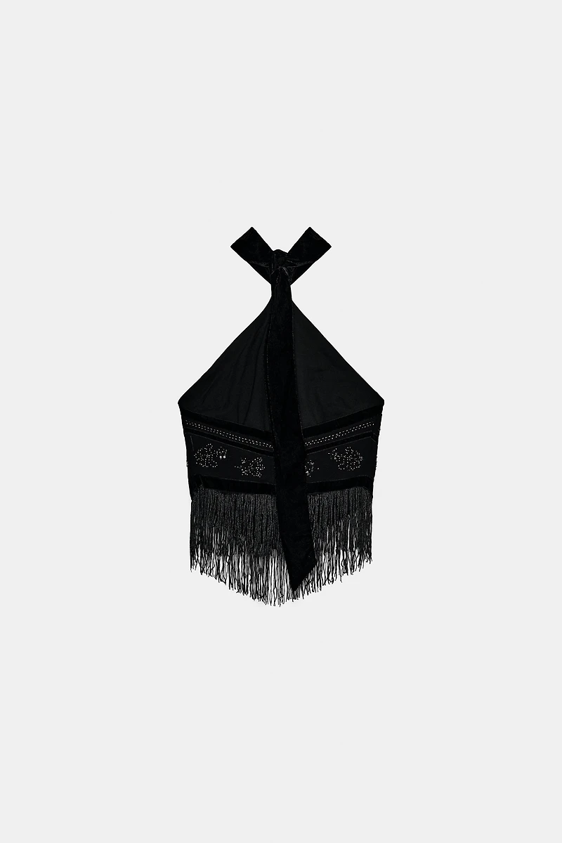 TOP EN GEORGETTE HALTER À FANTAISIE