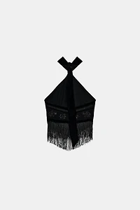 TOP EN GEORGETTE HALTER À FANTAISIE