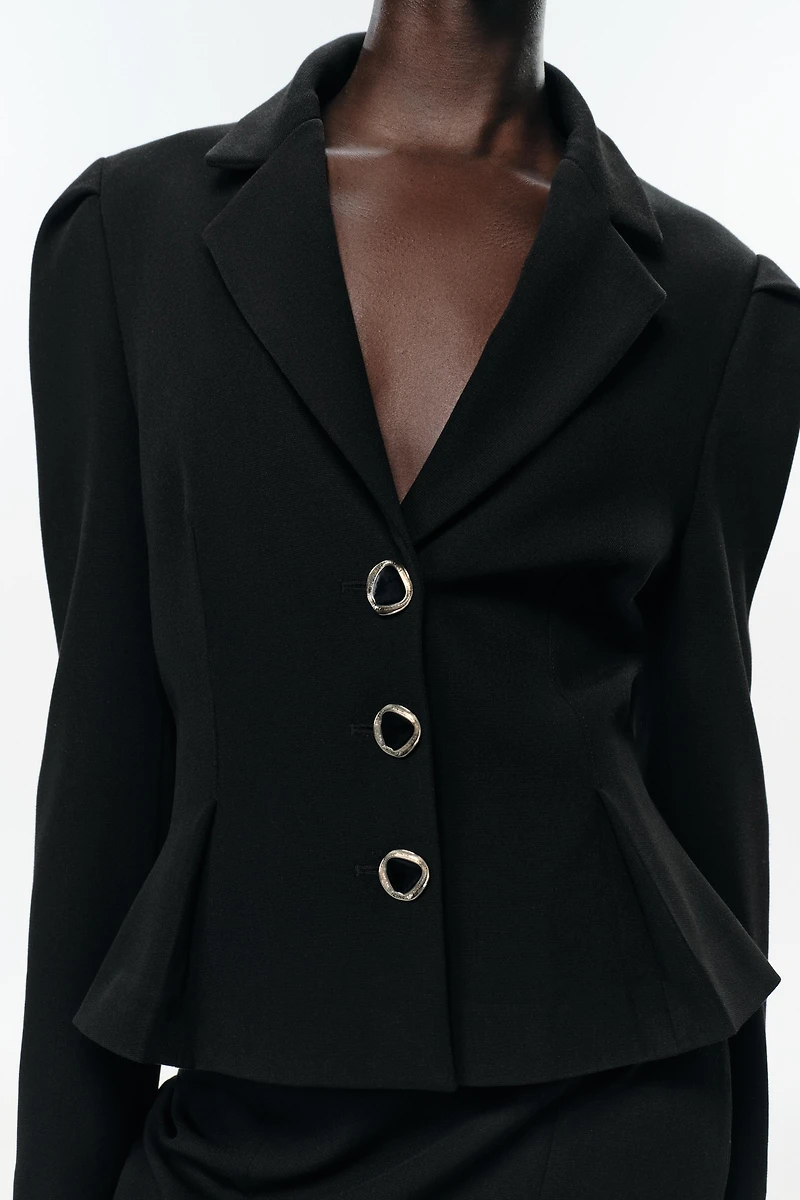 PUFF SLEEVE PEPLUM BLAZER