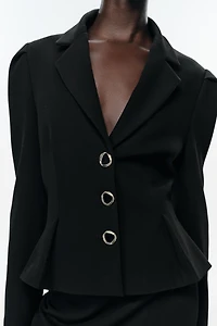 PUFF SLEEVE PEPLUM BLAZER