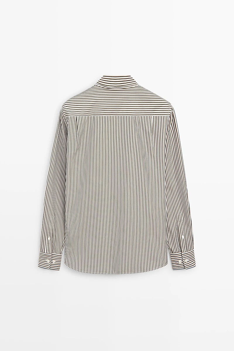 Regular fit striped poplin shirt