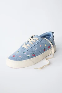 EMBROIDERED COTTON SNEAKERS