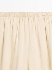 Flowing ramie sarouel trousers