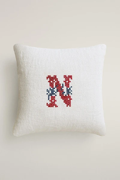 COUSSIN LIN LETTRE N BRODÉE
