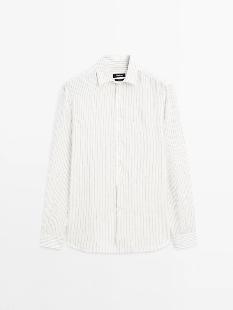 Chemise slim à rayures en lin