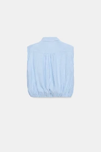 SHORT STRIPED SHOULDER PAD SHIRT