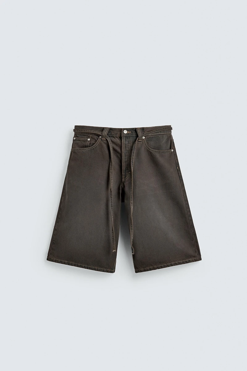 JORT EN DENIM À CEINTURE