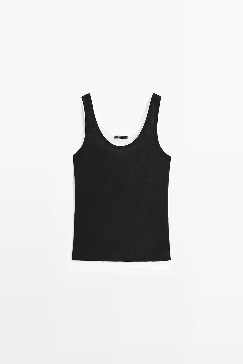100% cotton ribbed double-layer top