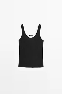 100% cotton ribbed double-layer top
