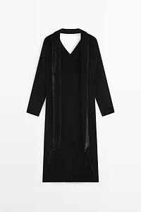 Long velvet dress with tied neck - STUDIO