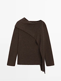 Cotton blend knit cape sweater