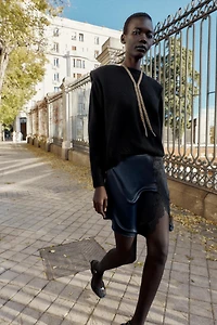 COMBINATION SATIN MINI SKIRT WITH LACE