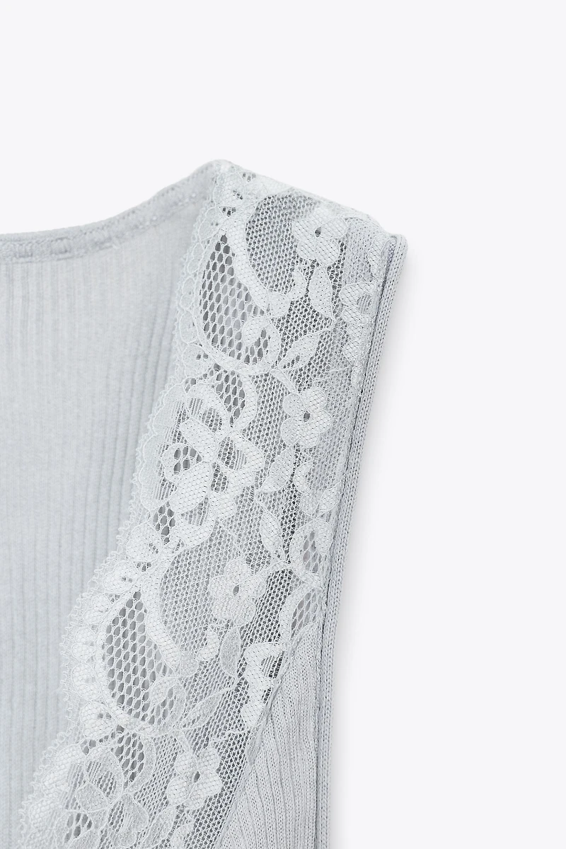 RIBBED LACE T-SHIRT