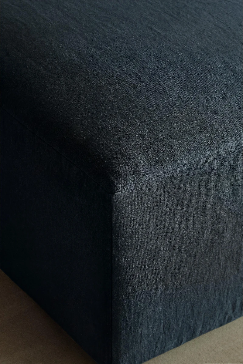 POUF EN LIN DÉLAVÉ DÉHOUSSABLE