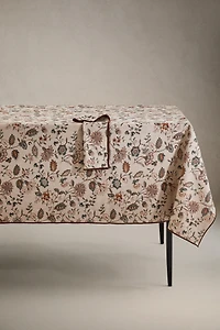 FLORAL PRINT TABLECLOTH WITH TOPSTITCHING