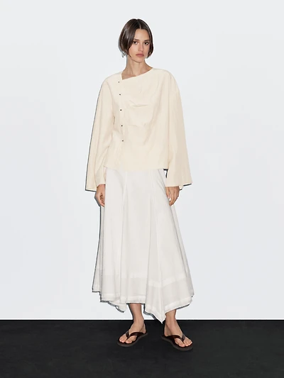 Long sleeve blouse with side button fastening