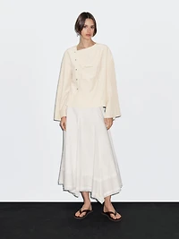 Long sleeve blouse with side button fastening