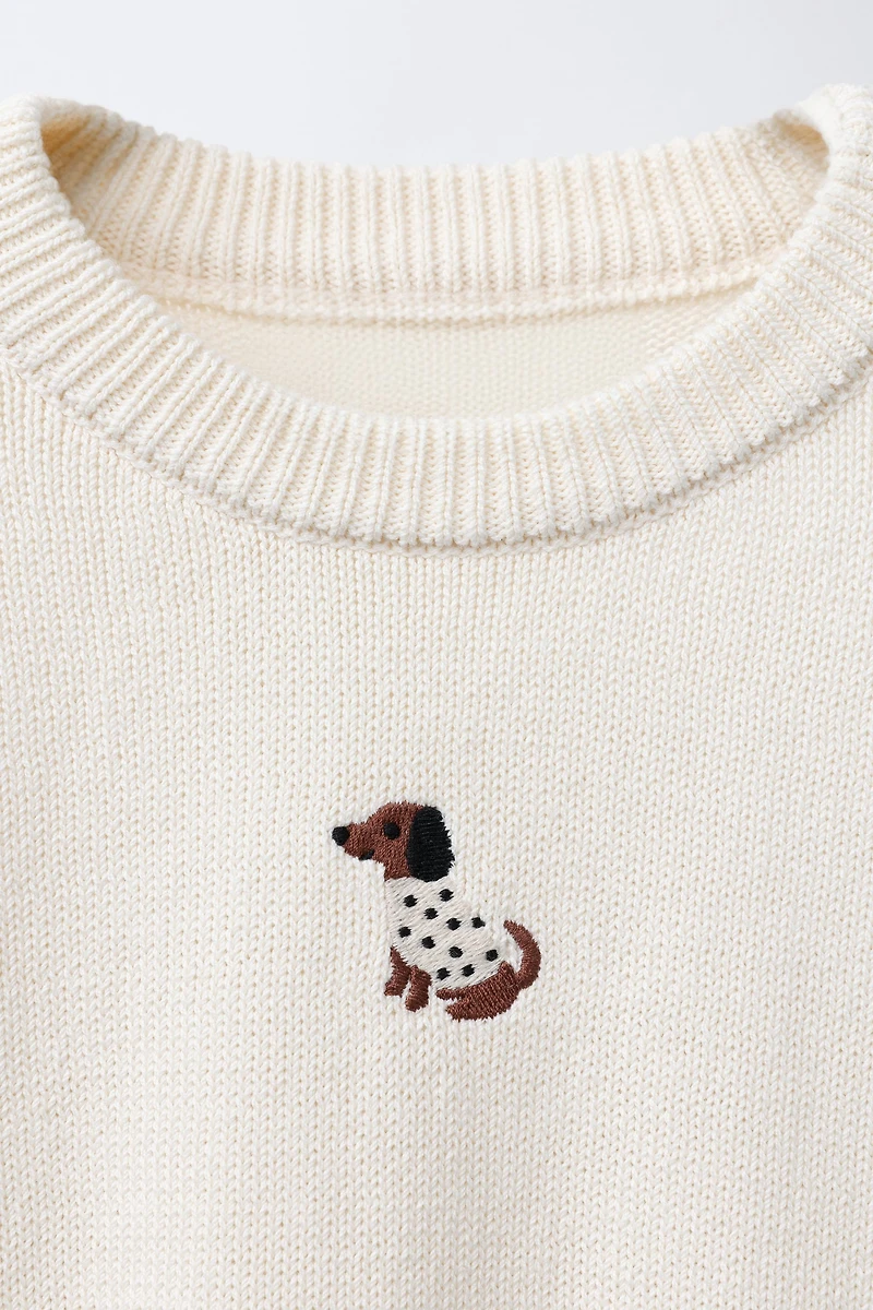 EMBROIDERED DOG KNIT JUMPER