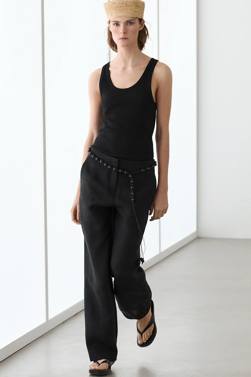 Flowing straight-leg linen trousers