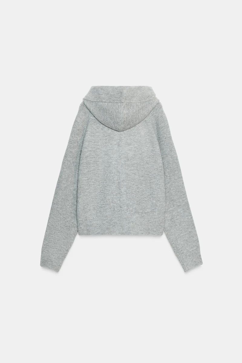 DRAWSTRING KNIT HOODIE JACKET