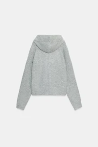 DRAWSTRING KNIT HOODIE JACKET