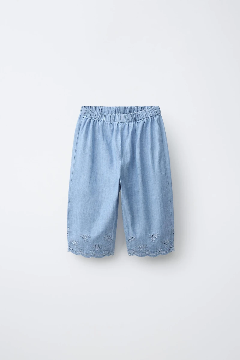 EMBROIDERED DENIM PANTS