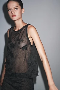 SEMI-SHEER STRUCTURED KNIT TOP