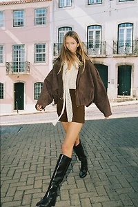 SUEDE EFFECT BOMBER JACKET