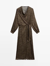 Long flowing printed dress with knot detail