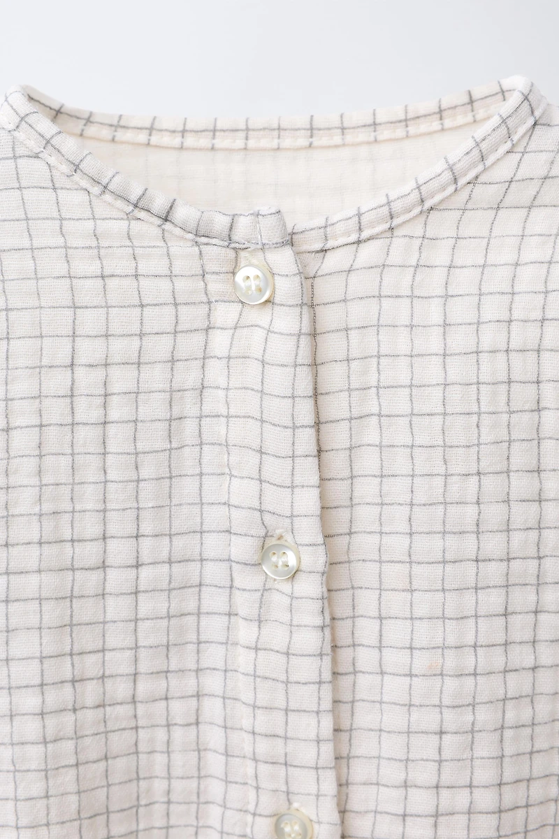 CHECK COTTON GAUZE BODYSUIT