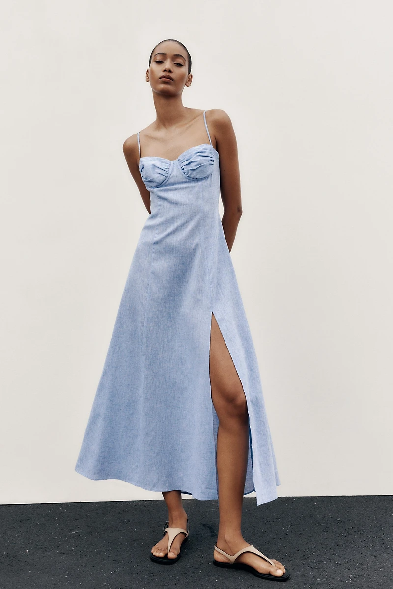 LINEN MIDI CORSET DRESS