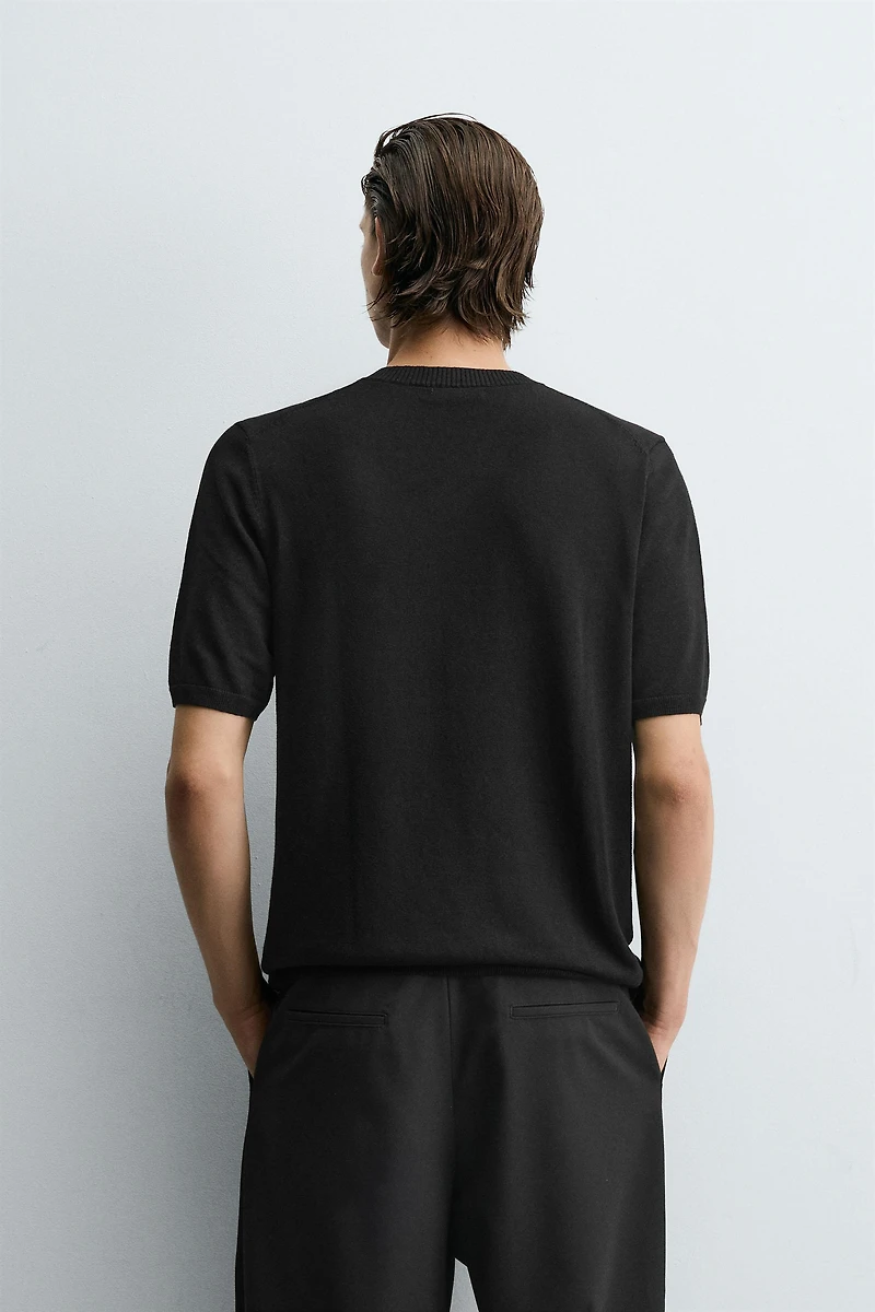 V-NECK KNIT T-SHIRT