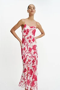 PRINTED LINGERIE STYLE MIDI DRESS