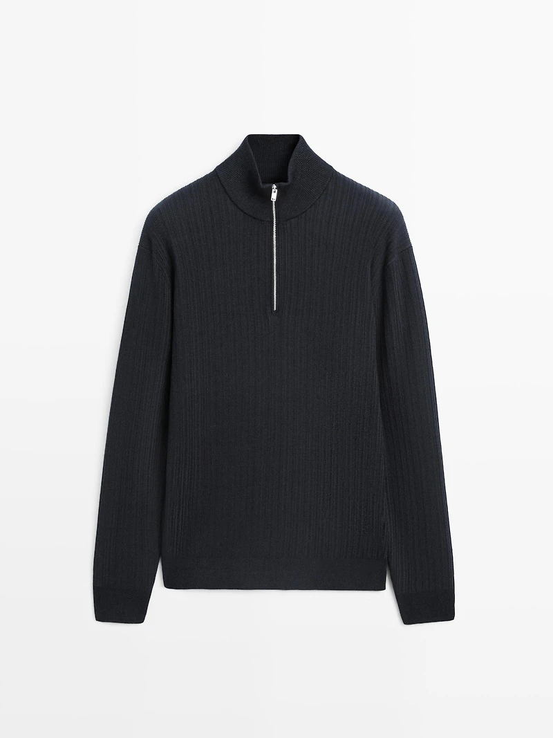 Pull en maille à col camionneur zipp
