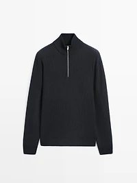 Pull en maille à col camionneur zipp