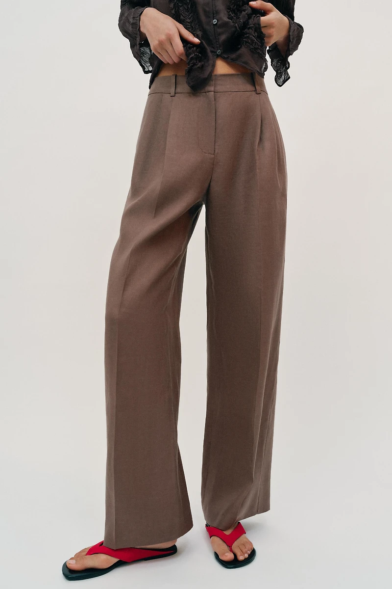 PANTALON DROIT 100% LIN