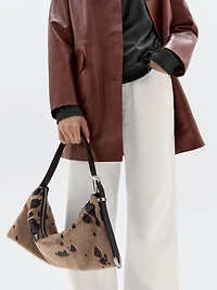 Animal print hair-on leather bag