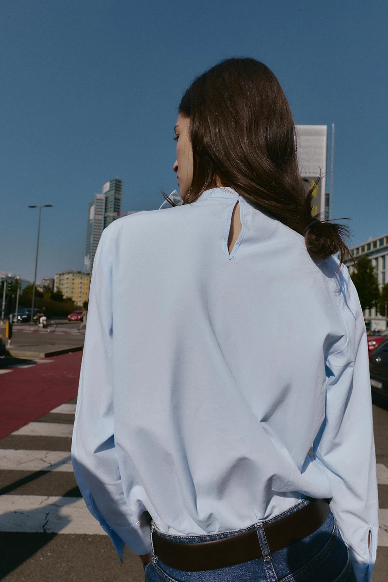 POPLIN BLOUSE WITH BOW